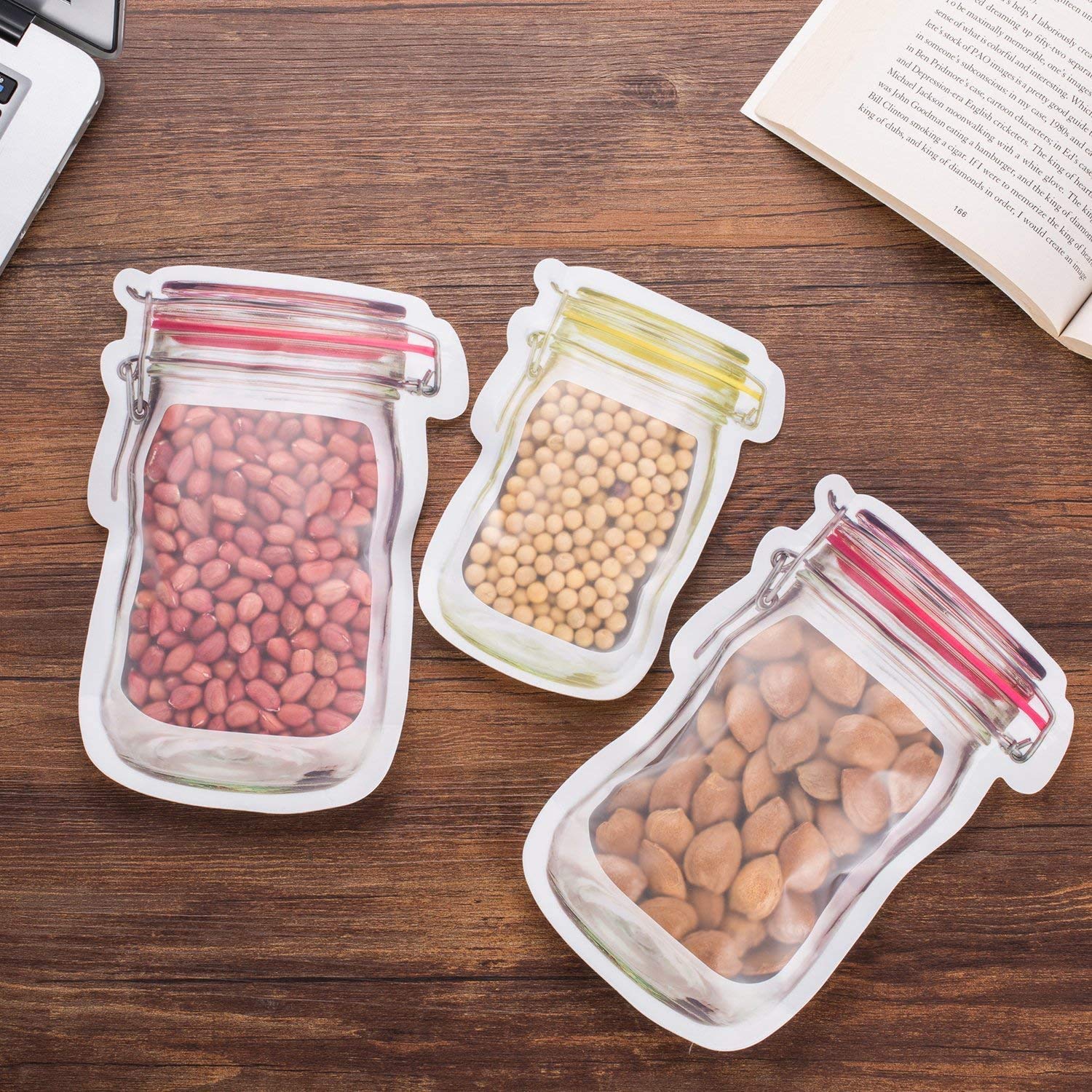 Mason Bottle-Shaped Reusable Zipper Storage Bags In 2024